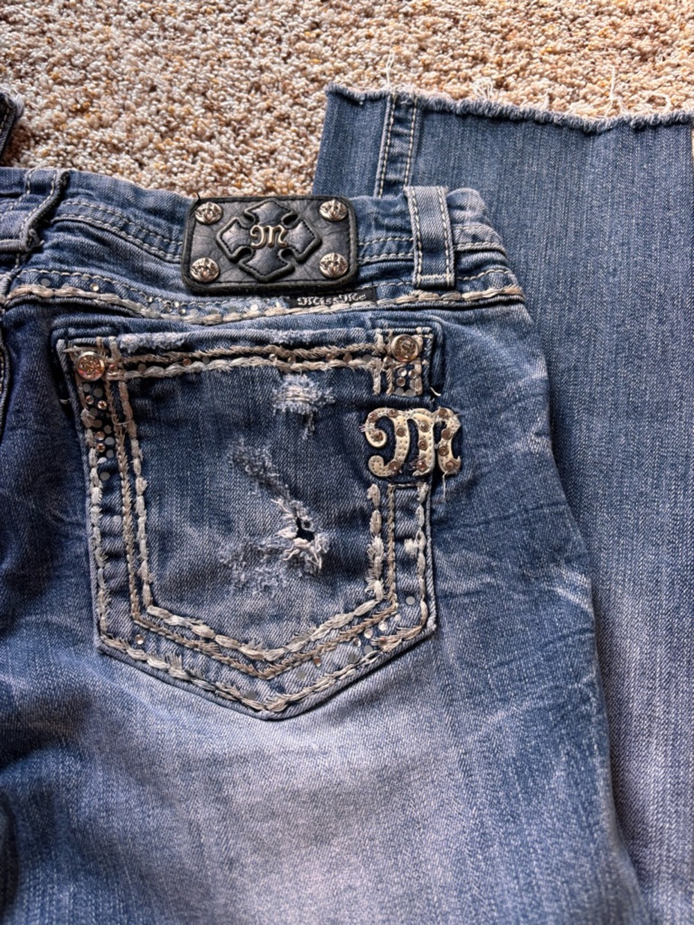 Miss Me Blue Distressed Boot Cut Jeans